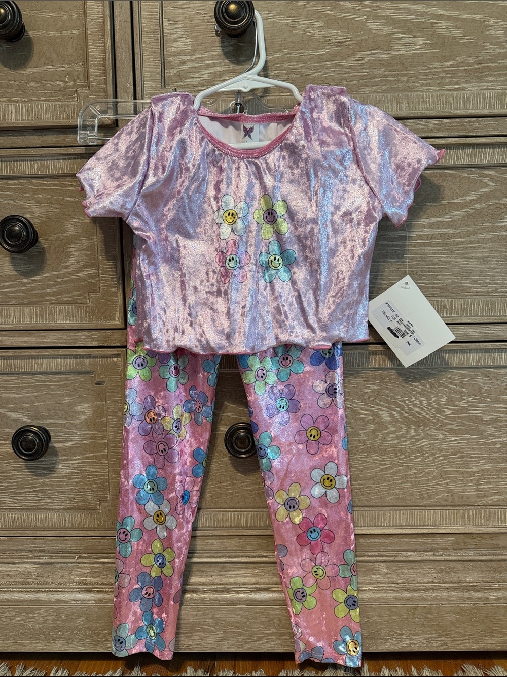 Social Butterfly Kids Velvet Floral Smile Set - Pink
